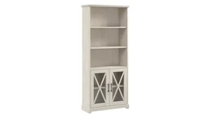 Standard Bookcases Bush Furnishings Farmhouse 5 Shelf Bookcase with Glass Doors