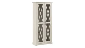 Tall Storage Cabinets Bush Furnishings Farmhouse Curio Cabinet with Glass Doors and Shelves