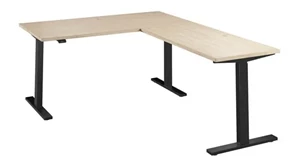 Standing Desks - Electronically Adjustable Bush Furnishings 60in W Height Adjustable L-Shaped Standing Desk