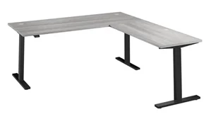 Standing Desks - Electronically Adjustable Bush Furnishings 72in W Height Adjustable L-Shaped Standing Desk