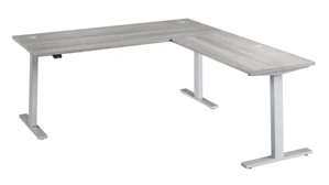 Standing Desks - Electronically Adjustable Bush Furnishings 72in W Height Adjustable L-Shaped Standing Desk