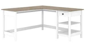 L Shaped Single Pedestal Desks Bush Furnishings 60in W L-Shaped Computer Desk with Storage