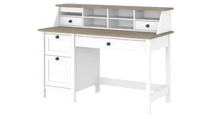 Stand-Alone Single Pedestal Desks Bush Furniture 54in W Computer Desk with Drawers and Desktop Organizer