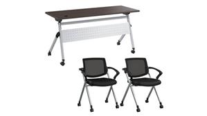 Training Tables Bush Furniture 60in W Nesting Training Table and 2 Nesting Chairs with Arms