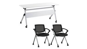 Training Tables Bush Furniture 60in W Nesting Training Table and 2 Nesting Chairs with Arms