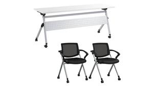 Training Tables Bush Furniture 72in W Nesting Training Table and 2 Nesting Chairs with Arms