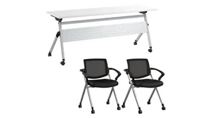 Training Tables Bush Furnishings 72in W Nesting Training Table and 2 Nesting Chairs with Arms