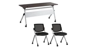 Training Tables Bush Furnishings 60in W Nesting Training Table and 2 Nesting Chairs