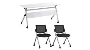 Training Tables Bush Furniture 60in W Nesting Training Table and 2 Nesting Chairs