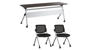 Training Tables Bush Furnishings 72in W Nesting Training Table and 2 Nesting Chairs
