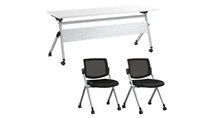 Training Tables Bush Furnishings 72in W Nesting Training Table and 2 Nesting Chairs