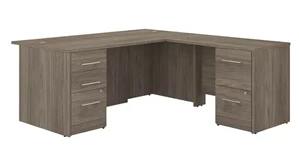 L Shaped Desks Bush Furnishings 72in W L-Shaped Executive Desk with 3 Drawer File Cabinet - Assembled, and 2 Drawer File Cabinet - Assembled