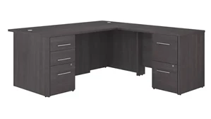 L Shaped Double Pedestal Desks Bush Furnishings 72in W L-Shaped Executive Desk with 3 Drawer File Cabinet - Assembled, and 2 Drawer File Cabinet - Assembled
