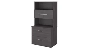 Lateral File Cabinets Bush Furnishings 36in W 2 Drawer Lateral File Cabinet - Assembled, with Hutch