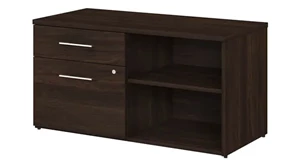 Combo Credenzas Bush Furnishings Low Storage Cabinet with Drawers and Shelves