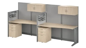 Cubicles Bush Furniture 2 Person Straight Cubicle Desks with Storage, Drawers, and Organizers