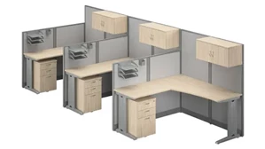 Cubicles Bush Furniture 3 Person L-Shaped Cubicle Desks with Storage, Drawers, and Organizers