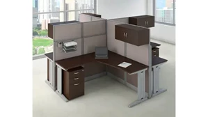 Cubicles Bush 4 Person L-Shaped Cubicle Desks with Storage, Drawers, and Organizers