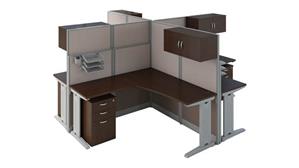 Workstations & Cubicles Bush 4 Person L-Shaped Cubicle Desks with Storage, Drawers, and Organizers