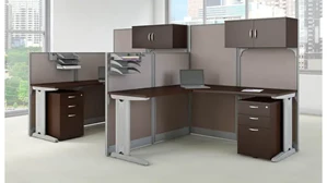 Cubicles Bush 2 Person L-Shaped Cubicle Desks with Storage, Drawers, and Organizers