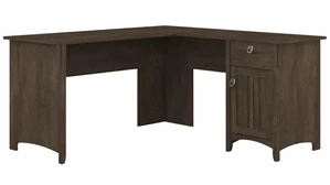 L Shaped Single Pedestal Desks Bush Furnishings 60in W L-Shaped Desk with Storage