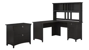 L Shaped Desks with Hutch Bush Furnishings 60in W L Shaped Desk with Hutch and Lateral File Cabinet