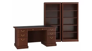 Office Suites Bush Furnishings Executive Desk and Bookcase Set