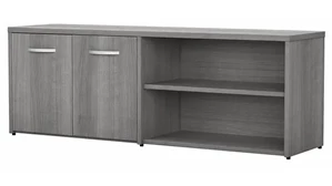 Storage Credenzas Bush Furnishings Low Storage Cabinet with Doors and Shelves