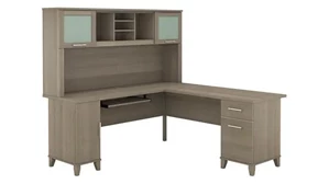 L Shaped Desks with Hutch Bush 72in W L-Shaped Desk with Hutch