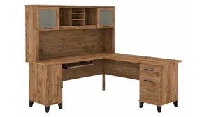 L Shaped Desks with Hutch Bush 72in W L-Shaped Desk with Hutch
