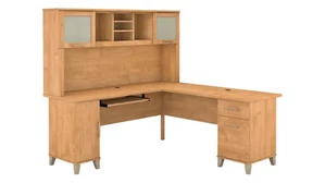 L Shaped Desks with Hutch Bush 72in W L-Shaped Desk with Hutch