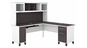 L Shaped Desks with Hutch Bush Furnishings 72in W L-Shaped Desk with Hutch
