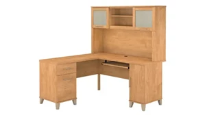 L Shaped Desks Bush Furnishings 60in W L-Shaped Desk with Hutch