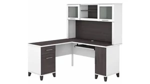 L Shaped Desks with Hutch Bush 60in W L-Shaped Desk with Hutch