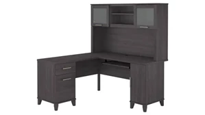 L Shaped Desks with Hutch Bush Furnishings 60in W L-Shaped Desk with Hutch