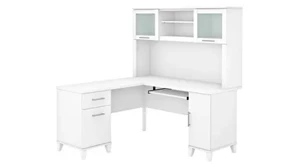 L Shaped Desks with Hutch Bush Furnishings 60in W L-Shaped Desk with Hutch