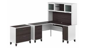 L Shaped Desks with Hutch Bush Furniture 60in W L-Shaped Desk with Hutch and Lateral File Cabinet
