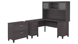 L Shaped Desks with Hutch Bush Furnishings 60in W L-Shaped Desk with Hutch and Lateral File Cabinet