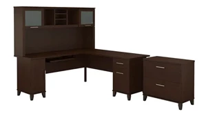 L Shaped Desks with Hutch Bush Furnishings 72in W L-Shaped Desk with Hutch and Lateral File Cabinet