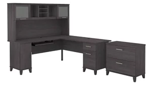 L Shaped Desks with Hutch Bush Furnishings 72in W L-Shaped Desk with Hutch and Lateral File Cabinet