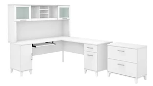 L Shaped Desks with Hutch Bush Furnishings 72in W L-Shaped Desk with Hutch and Lateral File Cabinet