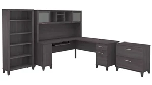 Office Suites Bush Furnishings 72in W L-Shaped Desk with Hutch, Lateral File Cabinet and Bookcase