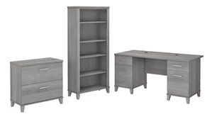 Office Suites Bush Furnishings 60in W Office Desk with Lateral File Cabinet and 5 Shelf Bookcase