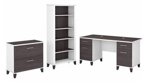 Office Suites Bush Furniture 60in W Office Desk with Lateral File Cabinet and 5 Shelf Bookcase