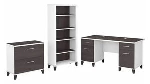 Office Suites Bush Furniture 60in W Office Desk with Lateral File Cabinet and 5 Shelf Bookcase