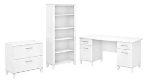 Office Suites Bush Furniture 60in W Office Desk with Lateral File Cabinet and 5 Shelf Bookcase
