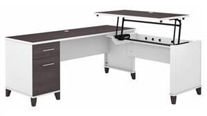 Standing Desks - Manually Adjustable Bush Furnishings 6ft W 3 Position Sit to Stand L-Shaped Desk