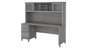 Stand-Alone Desks with Hutch Bush Furnishings 72in W Office Desk with Drawers and Hutch