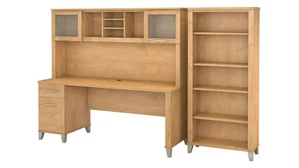 Stand-Alone Desks with Hutch Bush Furniture 72in W Office Desk with Hutch and 5 Shelf Bookcase