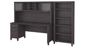 Stand-Alone Desks with Hutch Bush Furnishings 72in W Office Desk with Hutch and 5 Shelf Bookcase
